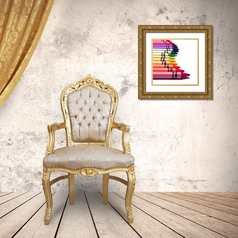 Color Crave IX Gold Ornate Wood Framed Art Print with Double Matting by Burkhart, Monika