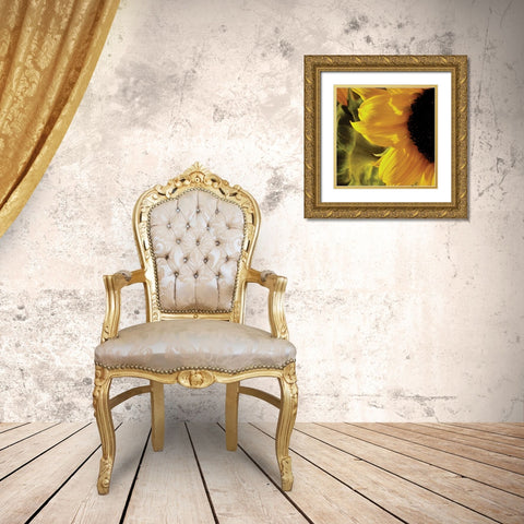 Sunlit Sunflowers VII Gold Ornate Wood Framed Art Print with Double Matting by Burkhart, Monika