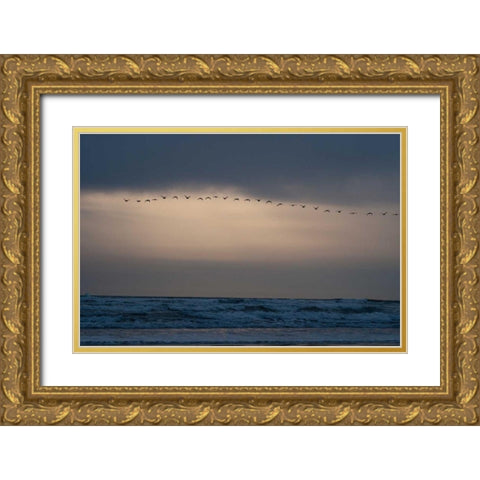 Oregon Coast Sunset II Gold Ornate Wood Framed Art Print with Double Matting by Berzel, Erin