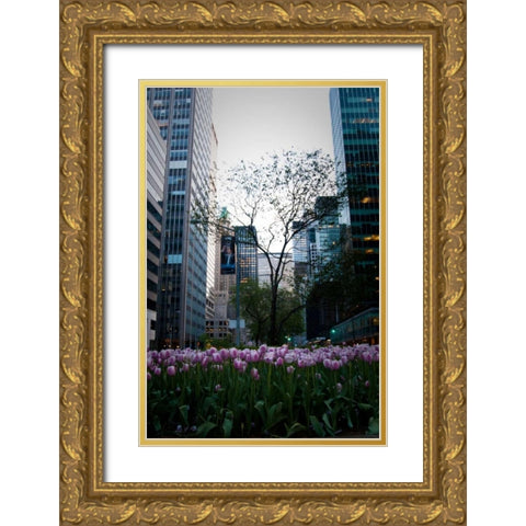 Tulips in Manhattan Gold Ornate Wood Framed Art Print with Double Matting by Berzel, Erin