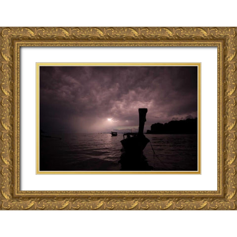 Railay Beach Lightning I Gold Ornate Wood Framed Art Print with Double Matting by Berzel, Erin