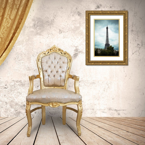 La Tour Eiffel III Gold Ornate Wood Framed Art Print with Double Matting by Berzel, Erin