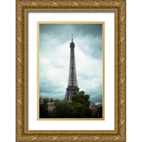 La Tour Eiffel III Gold Ornate Wood Framed Art Print with Double Matting by Berzel, Erin