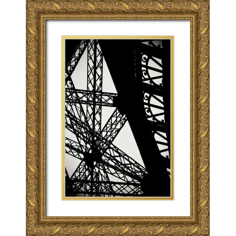 Eiffel Tower Latticework II Gold Ornate Wood Framed Art Print with Double Matting by Berzel, Erin
