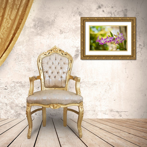 Thai Orchids Gold Ornate Wood Framed Art Print with Double Matting by Berzel, Erin