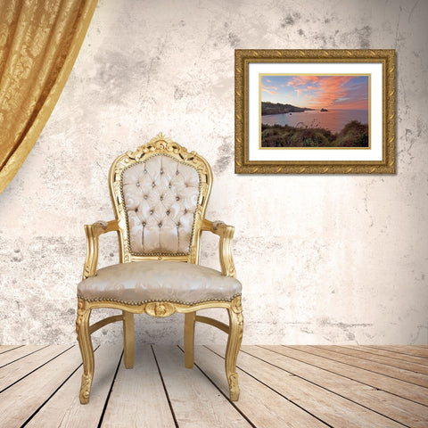 Little River Sunrise Gold Ornate Wood Framed Art Print with Double Matting by Crane, Rita