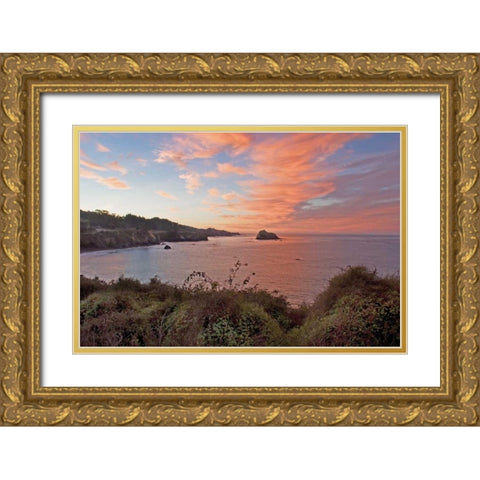 Little River Sunrise Gold Ornate Wood Framed Art Print with Double Matting by Crane, Rita