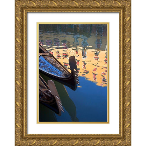 Gondolas and Reflections I Gold Ornate Wood Framed Art Print with Double Matting by Crane, Rita