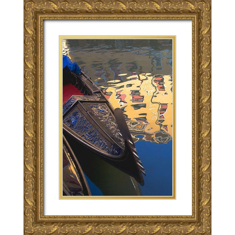 Gondolas and Reflections II Gold Ornate Wood Framed Art Print with Double Matting by Crane, Rita