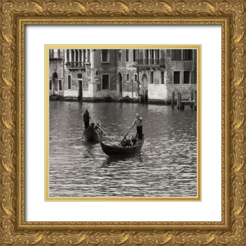 Grand Canal Gondoliers I Gold Ornate Wood Framed Art Print with Double Matting by Crane, Rita