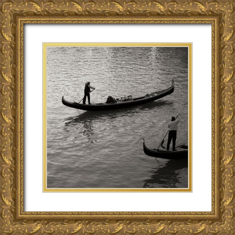 Grand Canal Gondoliers II Gold Ornate Wood Framed Art Print with Double Matting by Crane, Rita