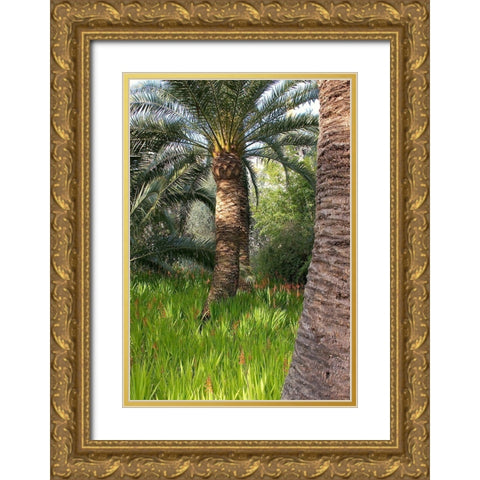Riviera Garden Palm II Gold Ornate Wood Framed Art Print with Double Matting by Crane, Rita