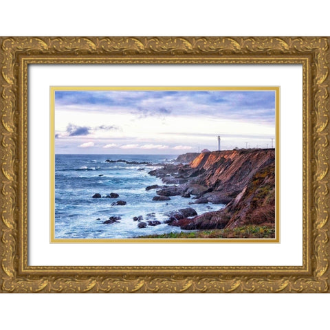 Lighthouse and Bluffs I Gold Ornate Wood Framed Art Print with Double Matting by Crane, Rita