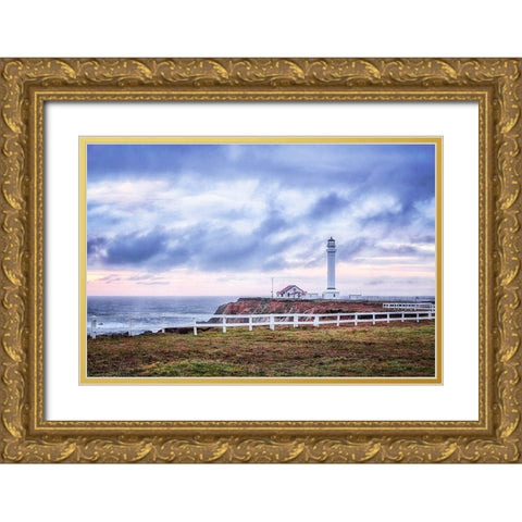 Lighthouse and Bluffs II Gold Ornate Wood Framed Art Print with Double Matting by Crane, Rita
