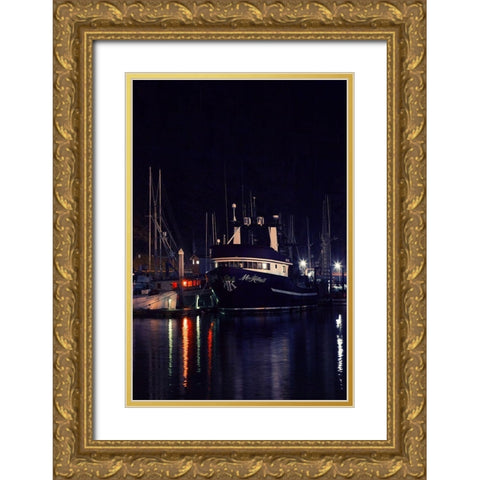 Harbor LIghts II Gold Ornate Wood Framed Art Print with Double Matting by Crane, Rita