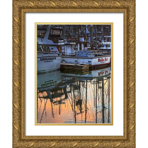 Harbor Reflections I Gold Ornate Wood Framed Art Print with Double Matting by Crane, Rita