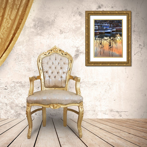 Harbor Reflections II Gold Ornate Wood Framed Art Print with Double Matting by Crane, Rita