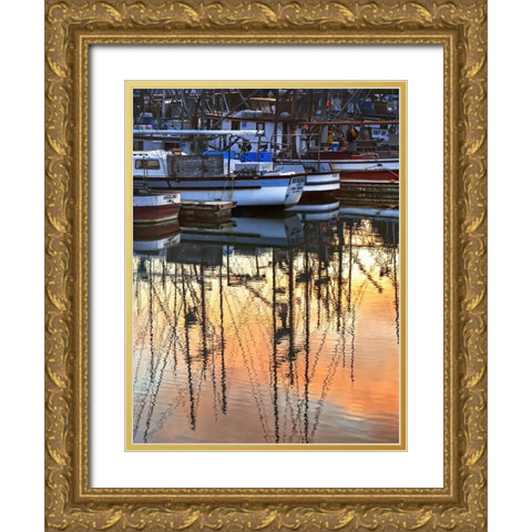 Harbor Reflections II Gold Ornate Wood Framed Art Print with Double Matting by Crane, Rita
