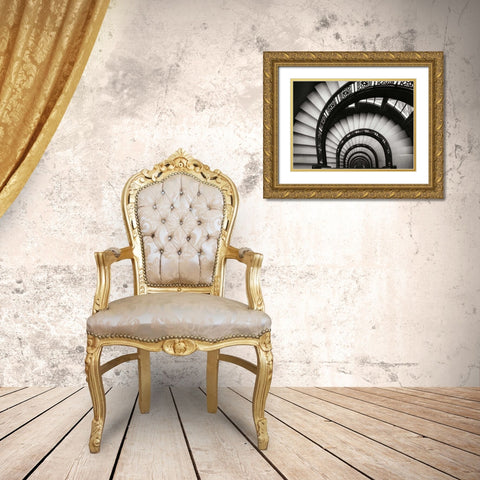 Rookery Stairwell Gold Ornate Wood Framed Art Print with Double Matting by Christensen, Jim