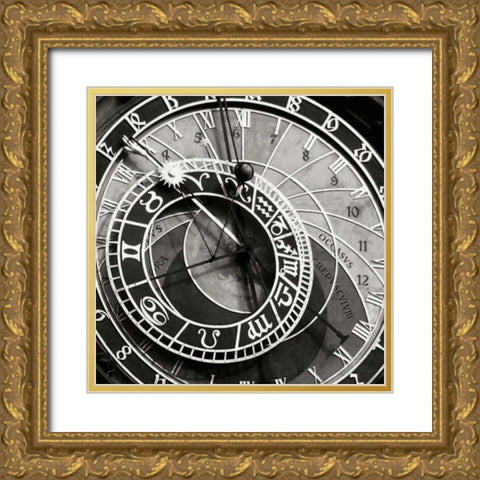 Prague Clock I Gold Ornate Wood Framed Art Print with Double Matting by Christensen, Jim