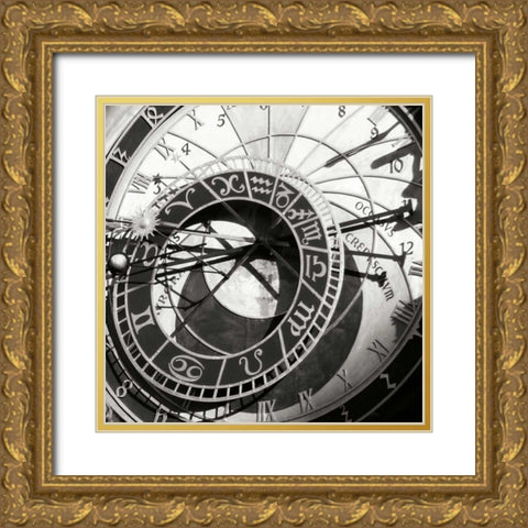 Prague Clock II Gold Ornate Wood Framed Art Print with Double Matting by Christensen, Jim