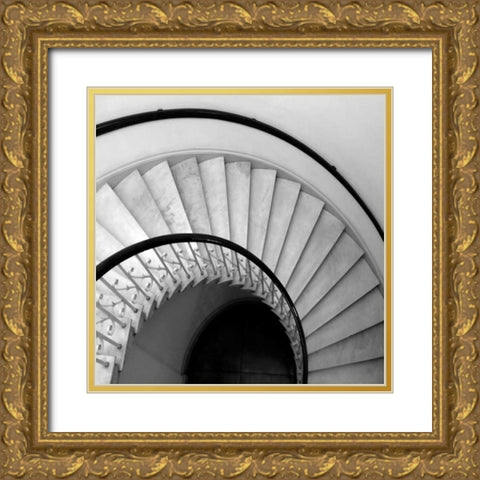 Capital Stairwell Sq. Gold Ornate Wood Framed Art Print with Double Matting by Christensen, Jim