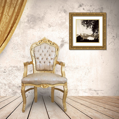 Sunset Trees Sepia Sq I Gold Ornate Wood Framed Art Print with Double Matting by Hausenflock, Alan