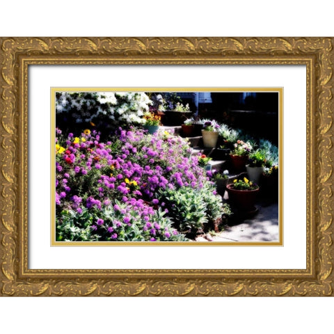 Sidewalk Spring I Gold Ornate Wood Framed Art Print with Double Matting by Hausenflock, Alan