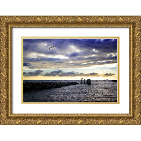 Cedar Island Quay I Gold Ornate Wood Framed Art Print with Double Matting by Hausenflock, Alan