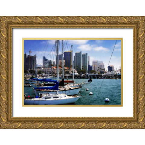 San Diego Que I Gold Ornate Wood Framed Art Print with Double Matting by Hausenflock, Alan