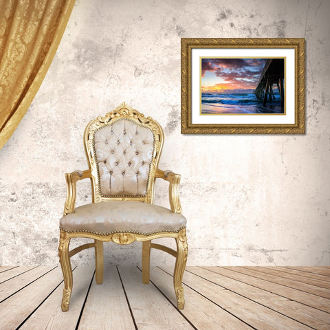 Mercers Pier I Gold Ornate Wood Framed Art Print with Double Matting by Hausenflock, Alan