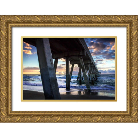 Mercers Pier II Gold Ornate Wood Framed Art Print with Double Matting by Hausenflock, Alan