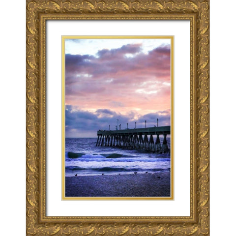 Mercers Pier III Gold Ornate Wood Framed Art Print with Double Matting by Hausenflock, Alan