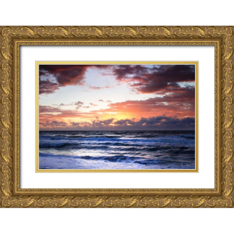 Ocean Sunrise I Gold Ornate Wood Framed Art Print with Double Matting by Hausenflock, Alan