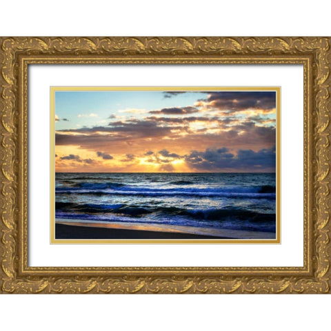 Ocean Sunrise II Gold Ornate Wood Framed Art Print with Double Matting by Hausenflock, Alan