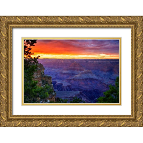Fiery Sky I Gold Ornate Wood Framed Art Print with Double Matting by Hausenflock, Alan