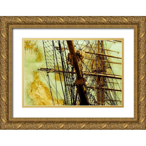 Tall Ship II Gold Ornate Wood Framed Art Print with Double Matting by Hausenflock, Alan