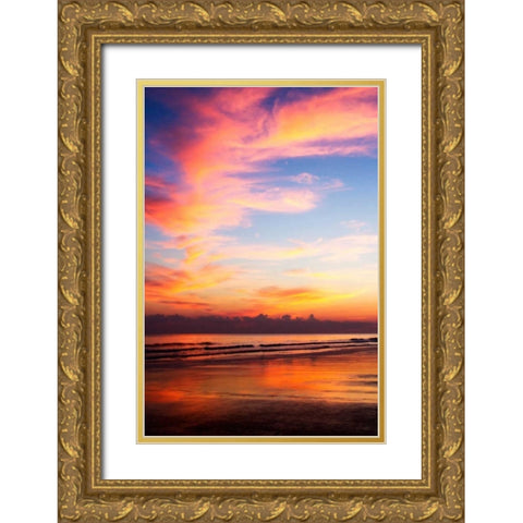 Red Sunrise I Gold Ornate Wood Framed Art Print with Double Matting by Hausenflock, Alan