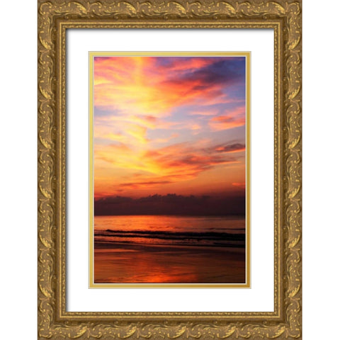 Red Sunrise II Gold Ornate Wood Framed Art Print with Double Matting by Hausenflock, Alan
