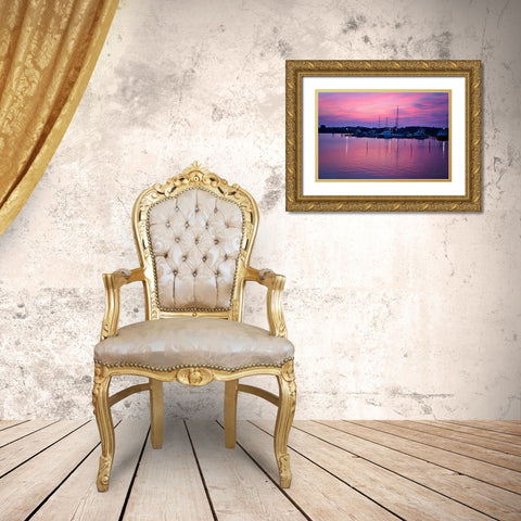 Harbor Sunrise Gold Ornate Wood Framed Art Print with Double Matting by Hausenflock, Alan