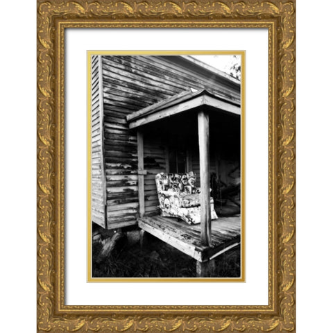 Front Porch Chair Gold Ornate Wood Framed Art Print with Double Matting by Hausenflock, Alan