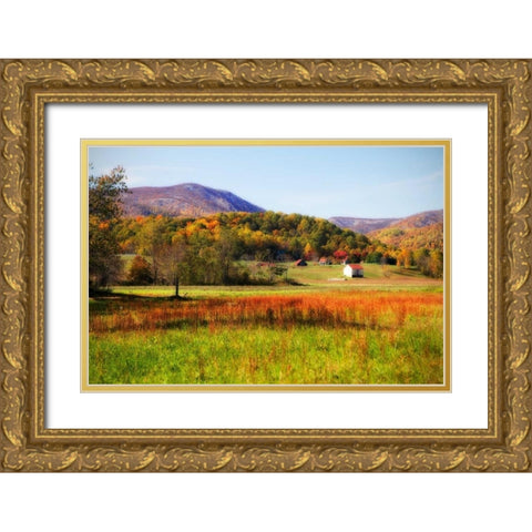 Autumn Fields II Gold Ornate Wood Framed Art Print with Double Matting by Hausenflock, Alan