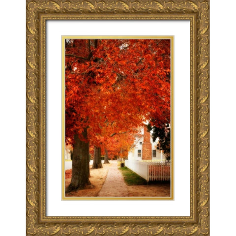 Small Town Autumn I Gold Ornate Wood Framed Art Print with Double Matting by Hausenflock, Alan