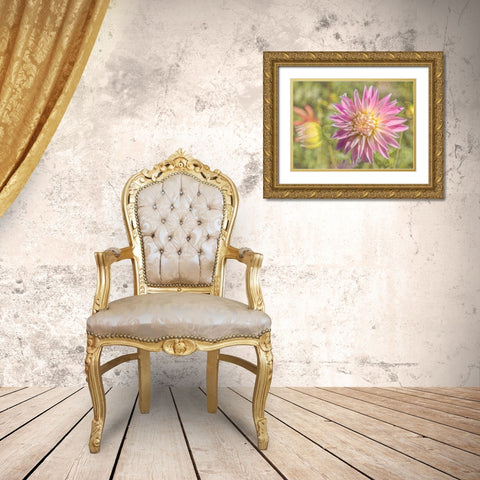 Garden Dahlias Gold Ornate Wood Framed Art Print with Double Matting by Johnson, George