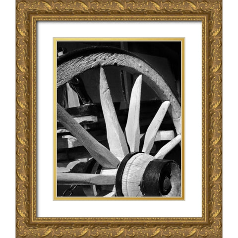 Wagon Wheel I Gold Ornate Wood Framed Art Print with Double Matting by Larson, Scott