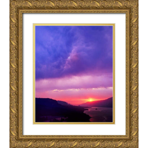 Columbia River Gorge II Gold Ornate Wood Framed Art Print with Double Matting by Leahy, Ike