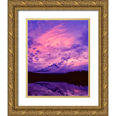 Mt. Hood XXI Gold Ornate Wood Framed Art Print with Double Matting by Leahy, Ike