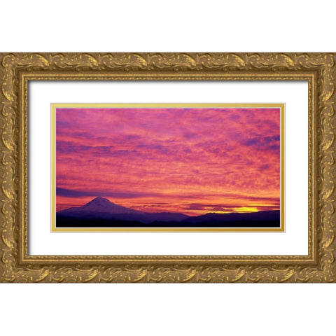 Mt. Hood XXV Gold Ornate Wood Framed Art Print with Double Matting by Leahy, Ike