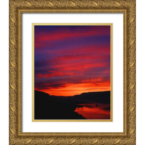 Columbia River Gorge IV Gold Ornate Wood Framed Art Print with Double Matting by Leahy, Ike