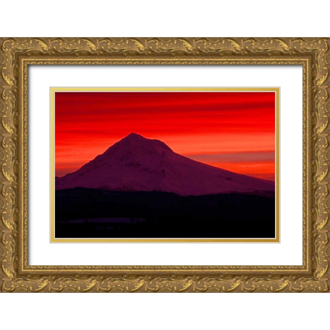 Mt. Hood XXVIII Gold Ornate Wood Framed Art Print with Double Matting by Leahy, Ike